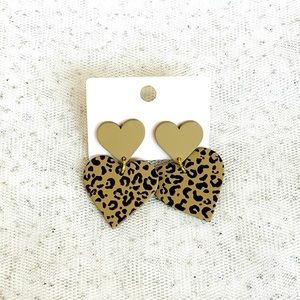 Cheetah Print Heart Earrings